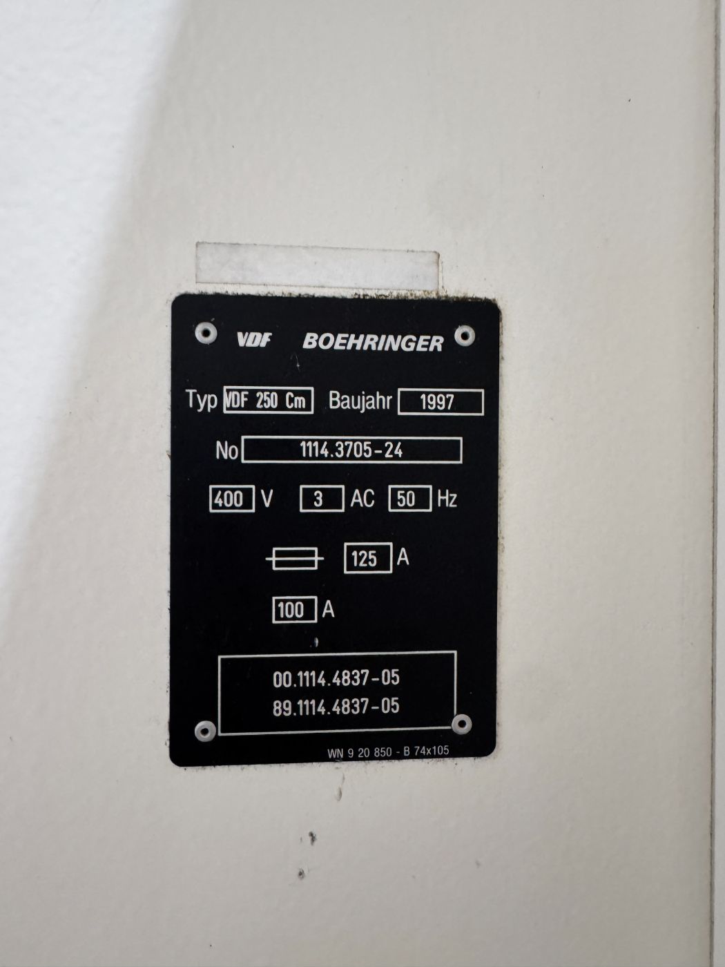 Boehringer VDF 250 Cm