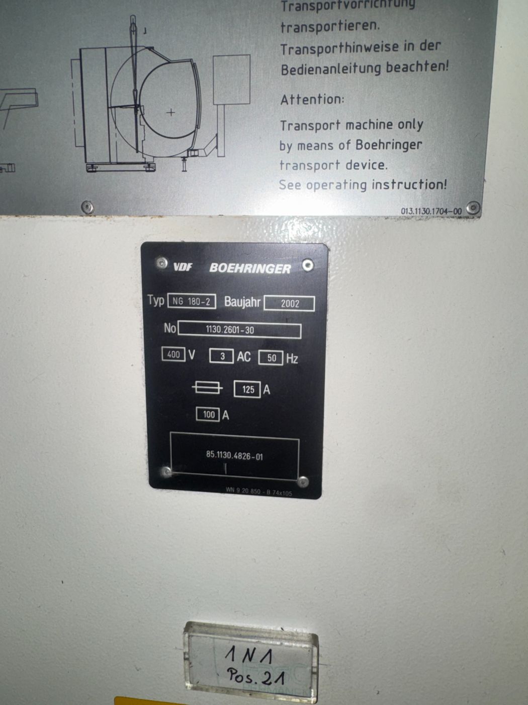 VDF Boehringer NG 180 -2 Turning Machine